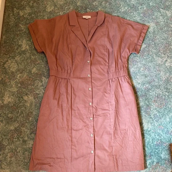 LOFT Mauve Button-Down Dress - Picture 1 of 9